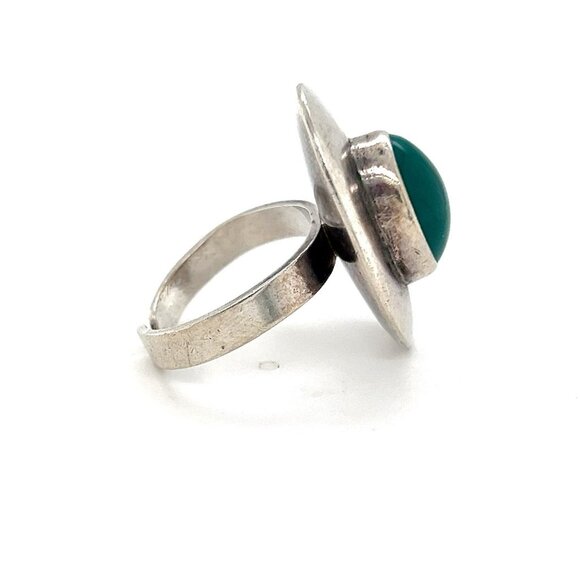 Silver 925 Green Stone Open Back Ring - Picture 3 of 8